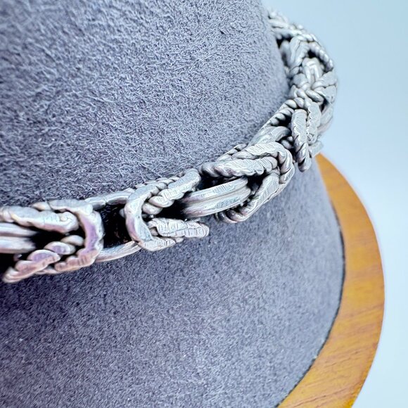 VTG Sterling Silver 925 Byzantine Link Bracelet 5.5mm Thick 8" Length Hook Clasp - Picture 3 of 9